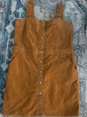 Vintage GAP Rustic Button-Front Corduroy Mini Dress in Rust